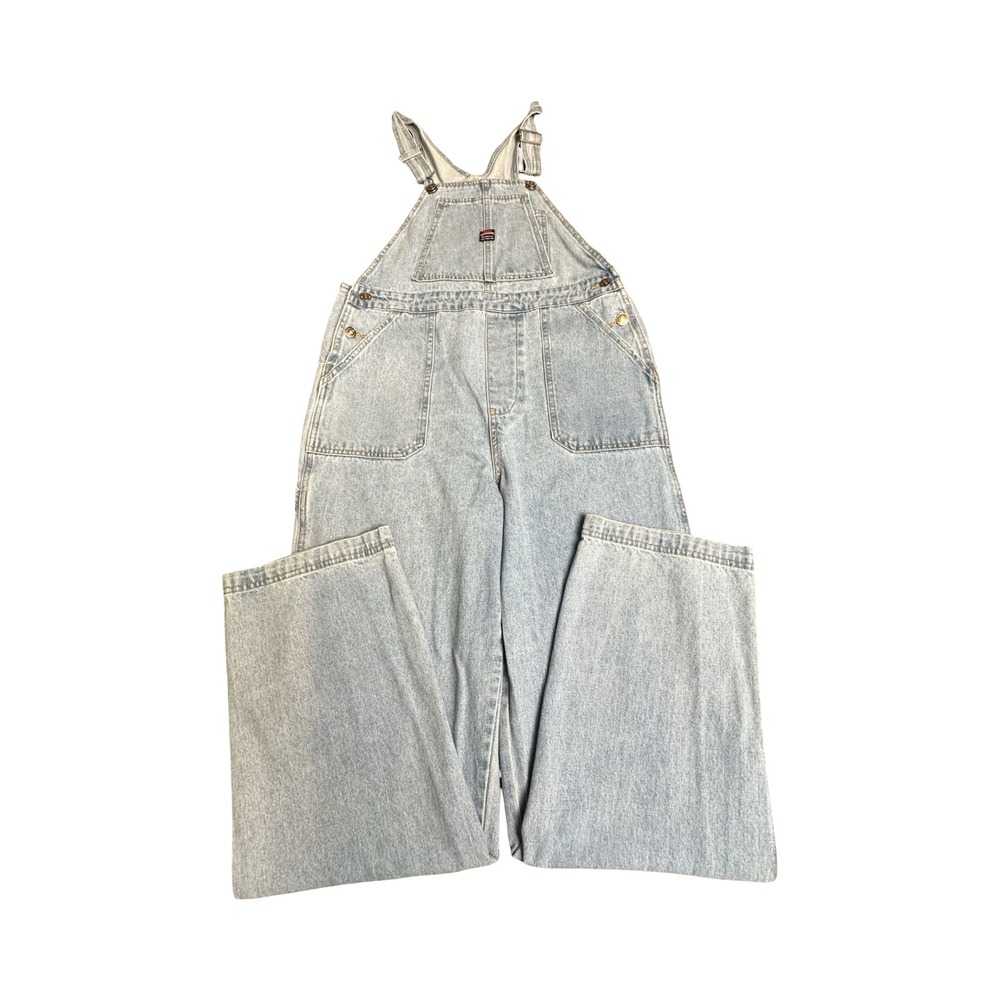 Unionbay Overalls Women M Light Wash Denim Wide Leg Cotton 90s Style Boho